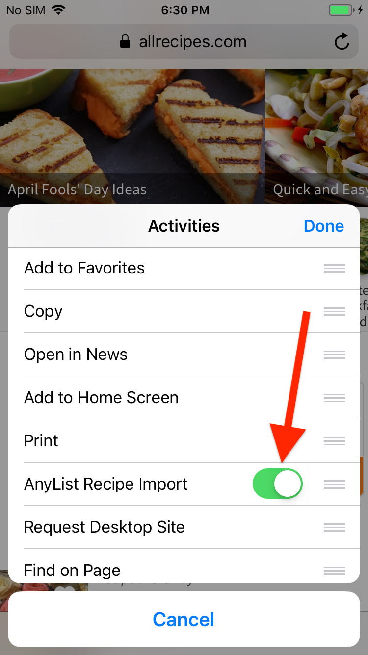 import anylist recipe import browser extension
